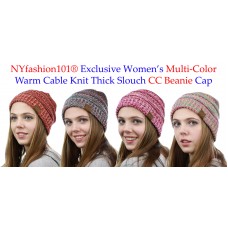 CC Beanie NYfashion101® Exclusive Mujer&apos;s Multi Color Cable Knit Thick Slouch   eb-70402821